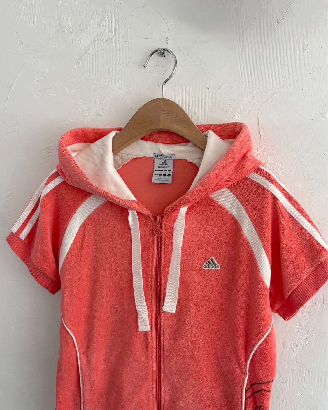 Adidas 아디다스 코랄컬러 타올코튼 하프 후드집업  상품이미지2