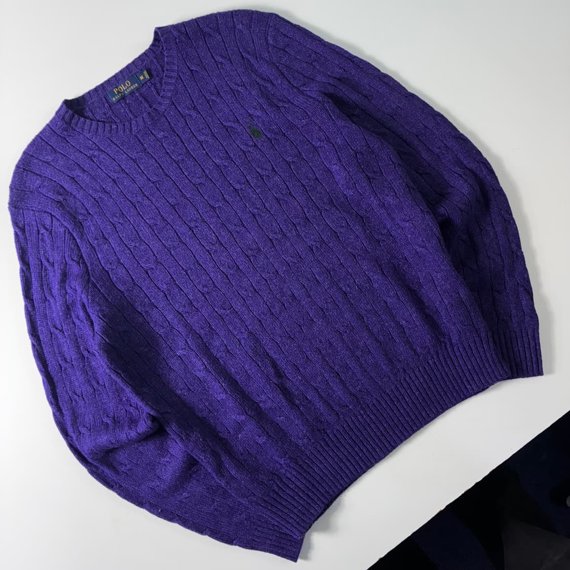 Polo  폴로 랄프로렌 자수 터사실크 퍼플 꽈배기 니트  상품이미지2