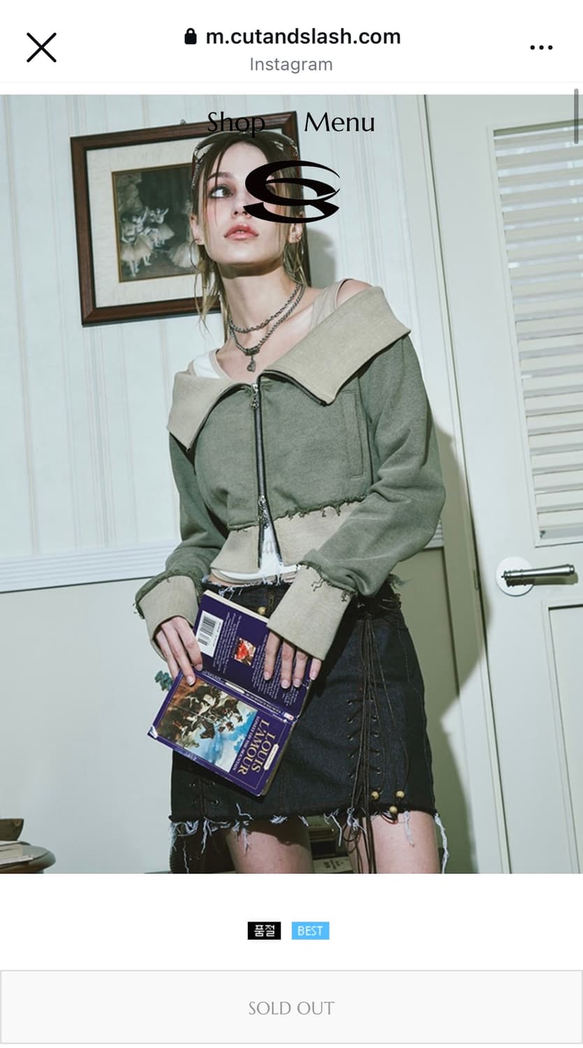 컷 앤 슬래시(cutandslash) 오프숄더 투웨이 크롭 집업 상품이미지1