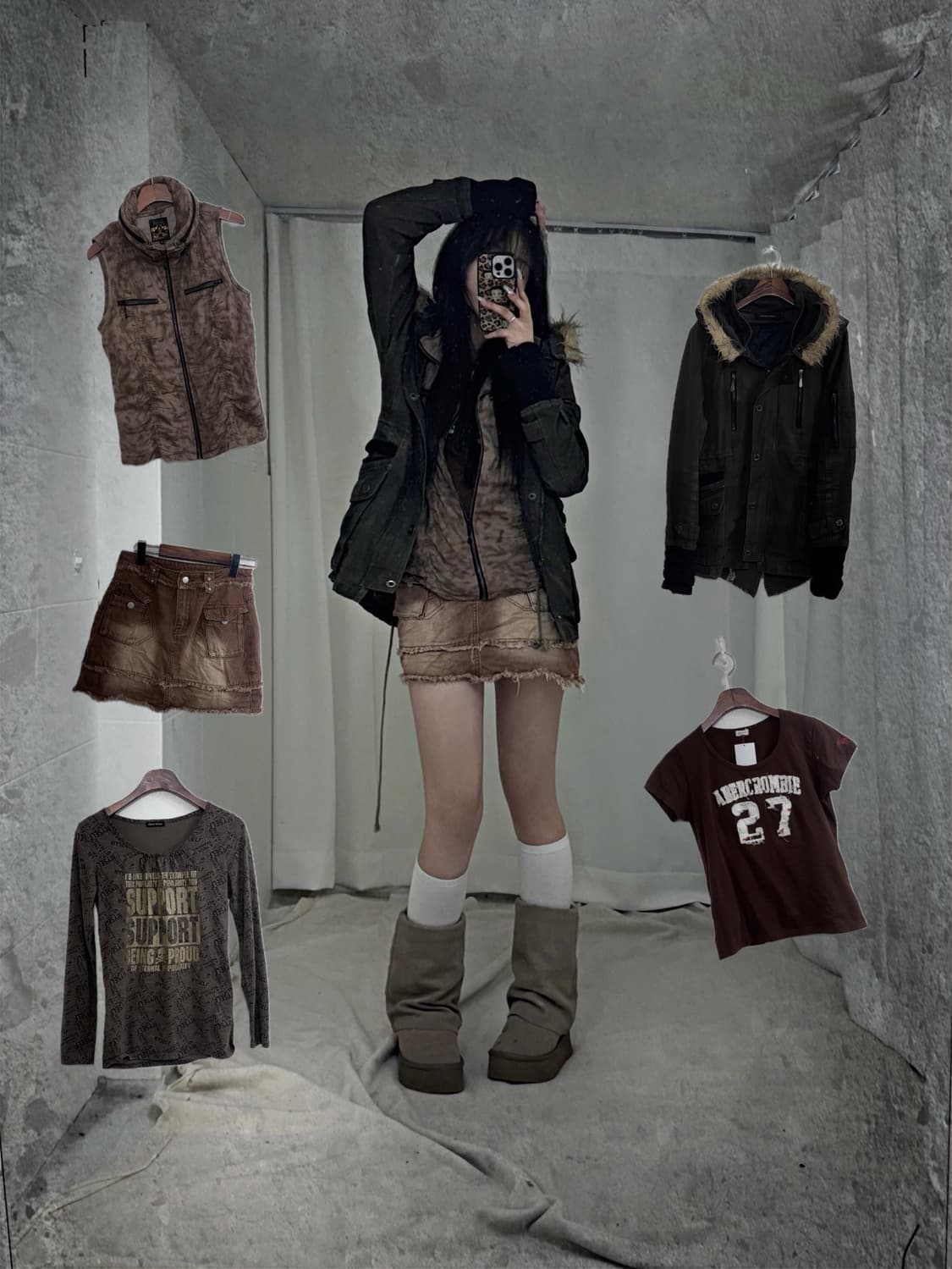 아베크롬비 핀터깔 카키브라운 그런지 와투케 코디세트 상품이미지1