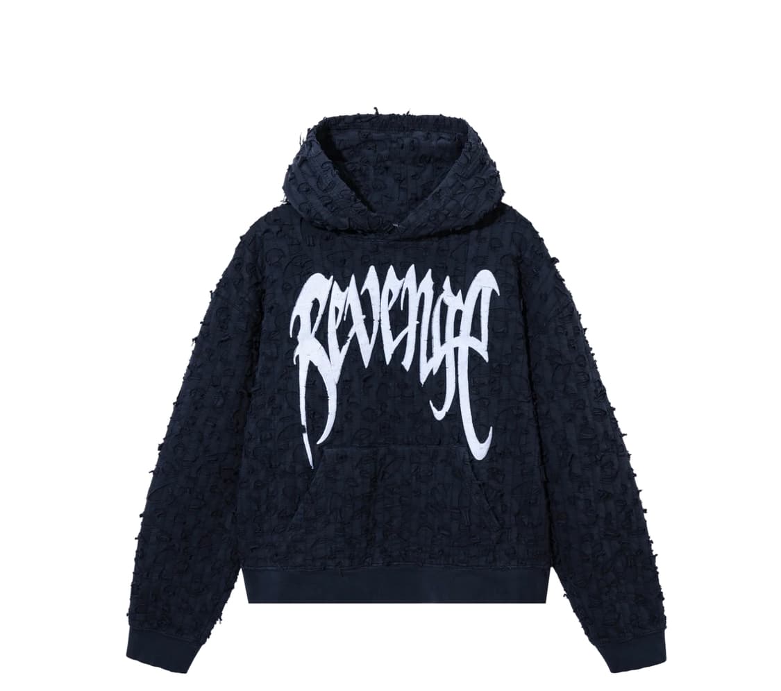 [M] REVENGE 리벤지 아치 로고 자수 후드 네이비 화이트 상품이미지1