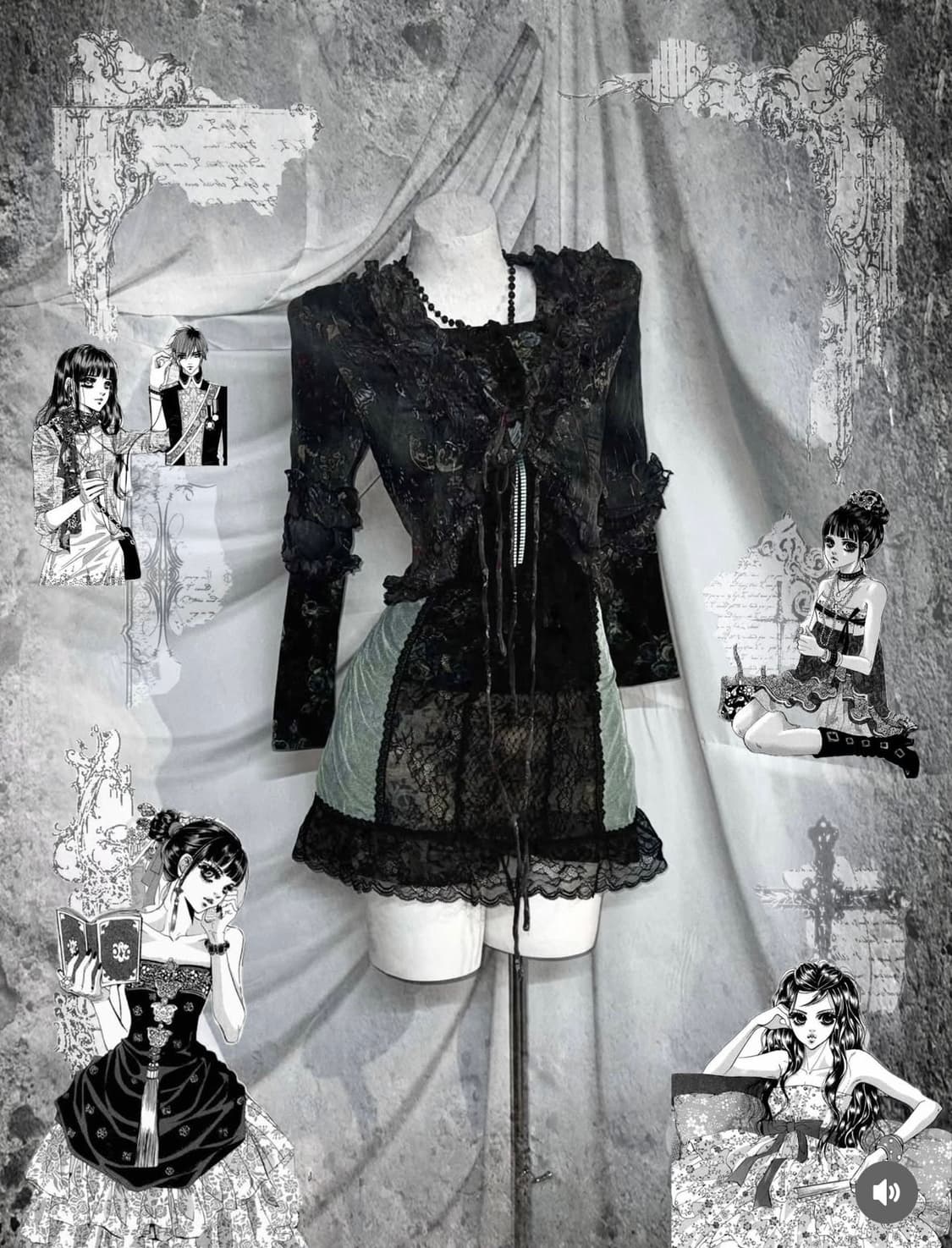 에블린 레스트로즈 블랙 페어리 오리엔탈 만화 궁 신채경깔 코디세트  상품이미지1