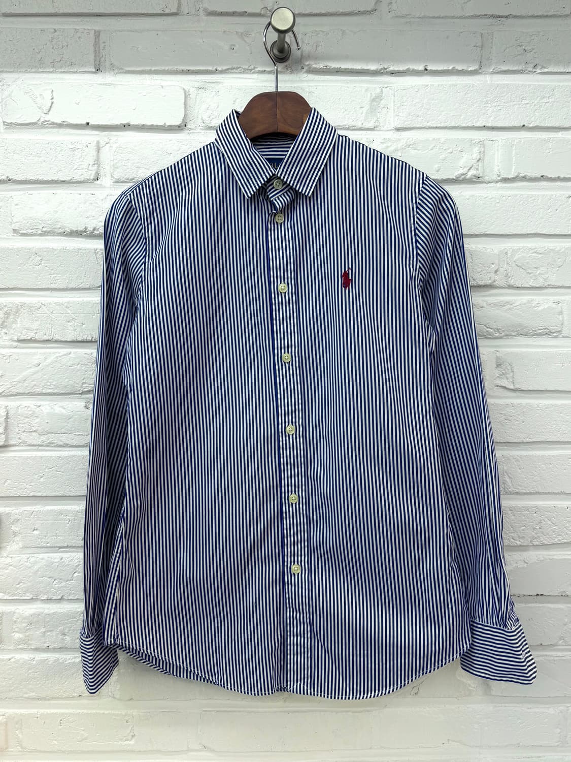 폴로 블루 화이트 레드포니 스트라이프 셔츠 상품이미지3