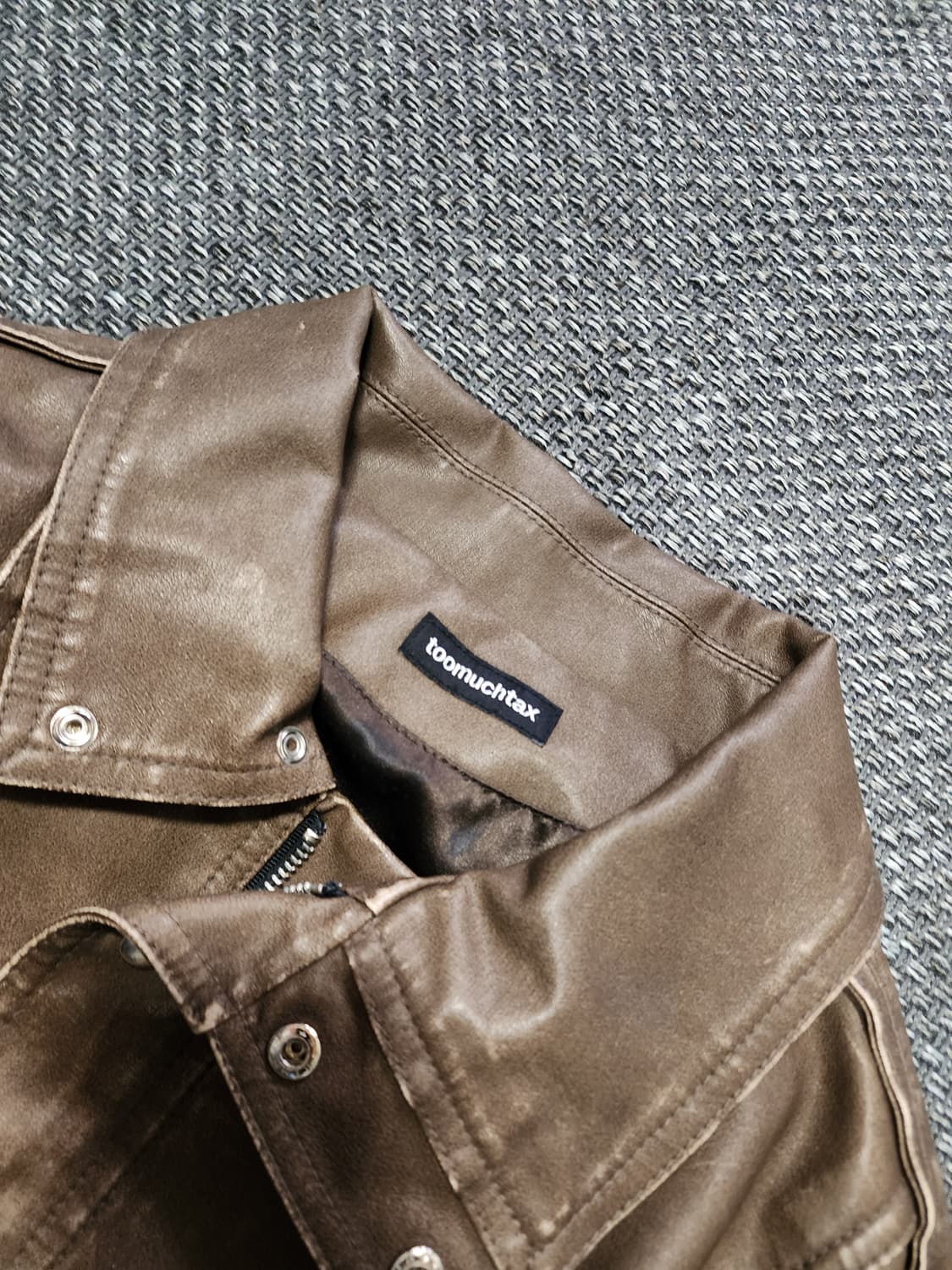 투머치택스 여성 브라운 레더자켓 M 상품이미지4