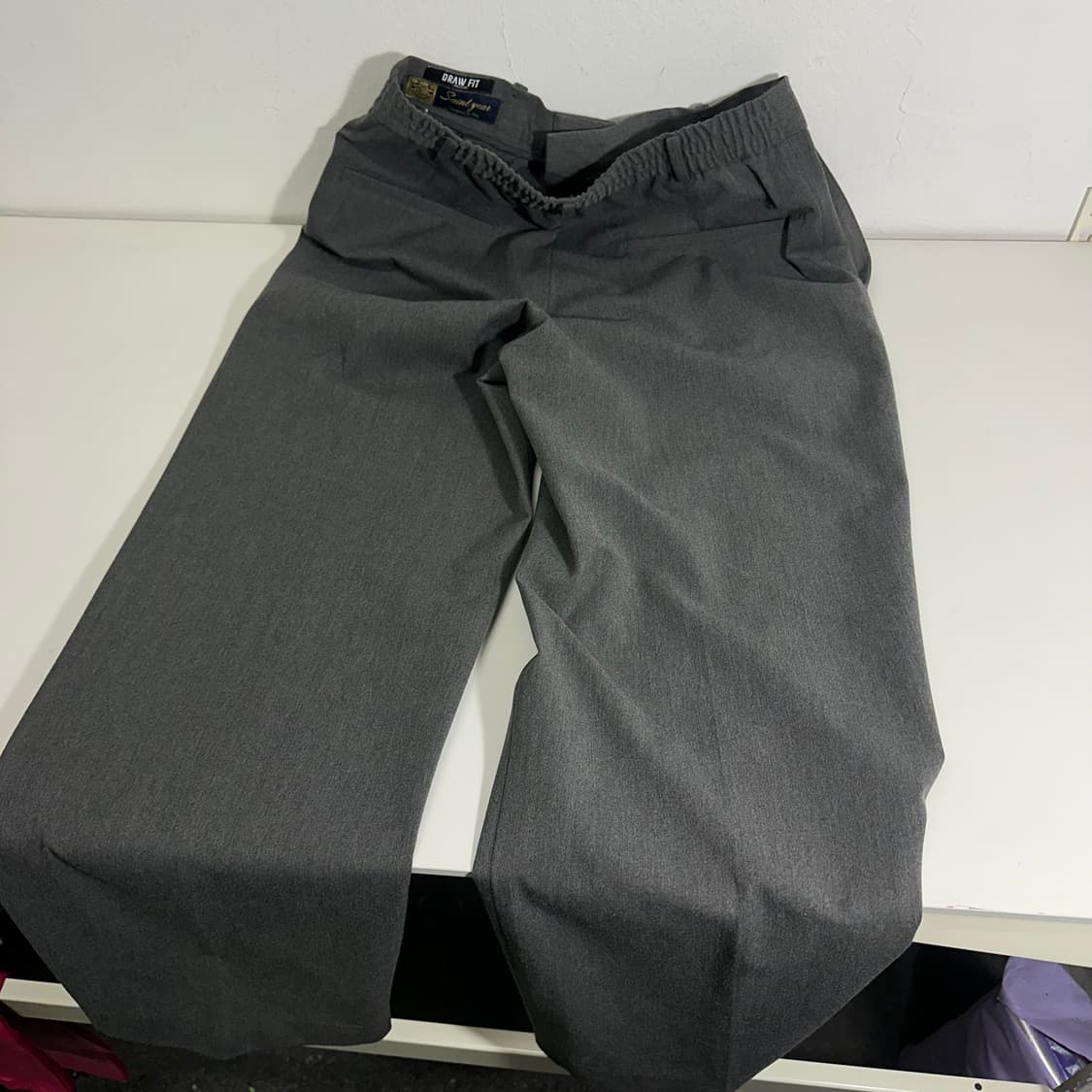 M 드로우핏 진그레이 와이드 테이퍼드핏 투턱 슬랙스 상품이미지6