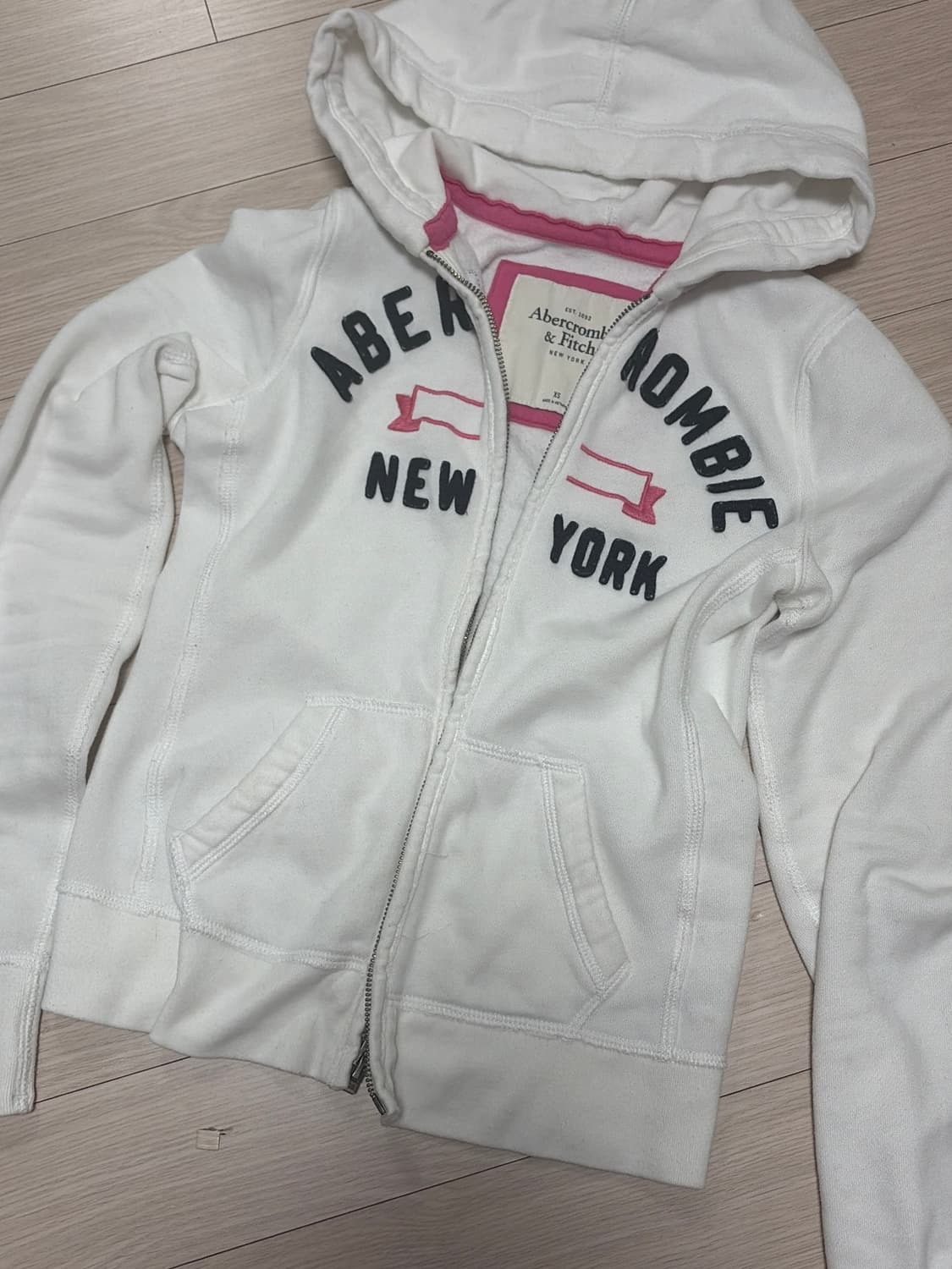 아베크롬비 작사 화이트 후드집업 xs 상품이미지1
