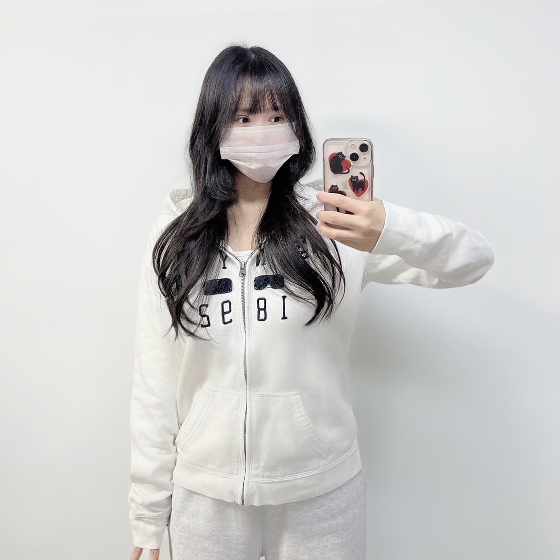 아베크롬비 아치 로고 후드집업 화이트 상품이미지1