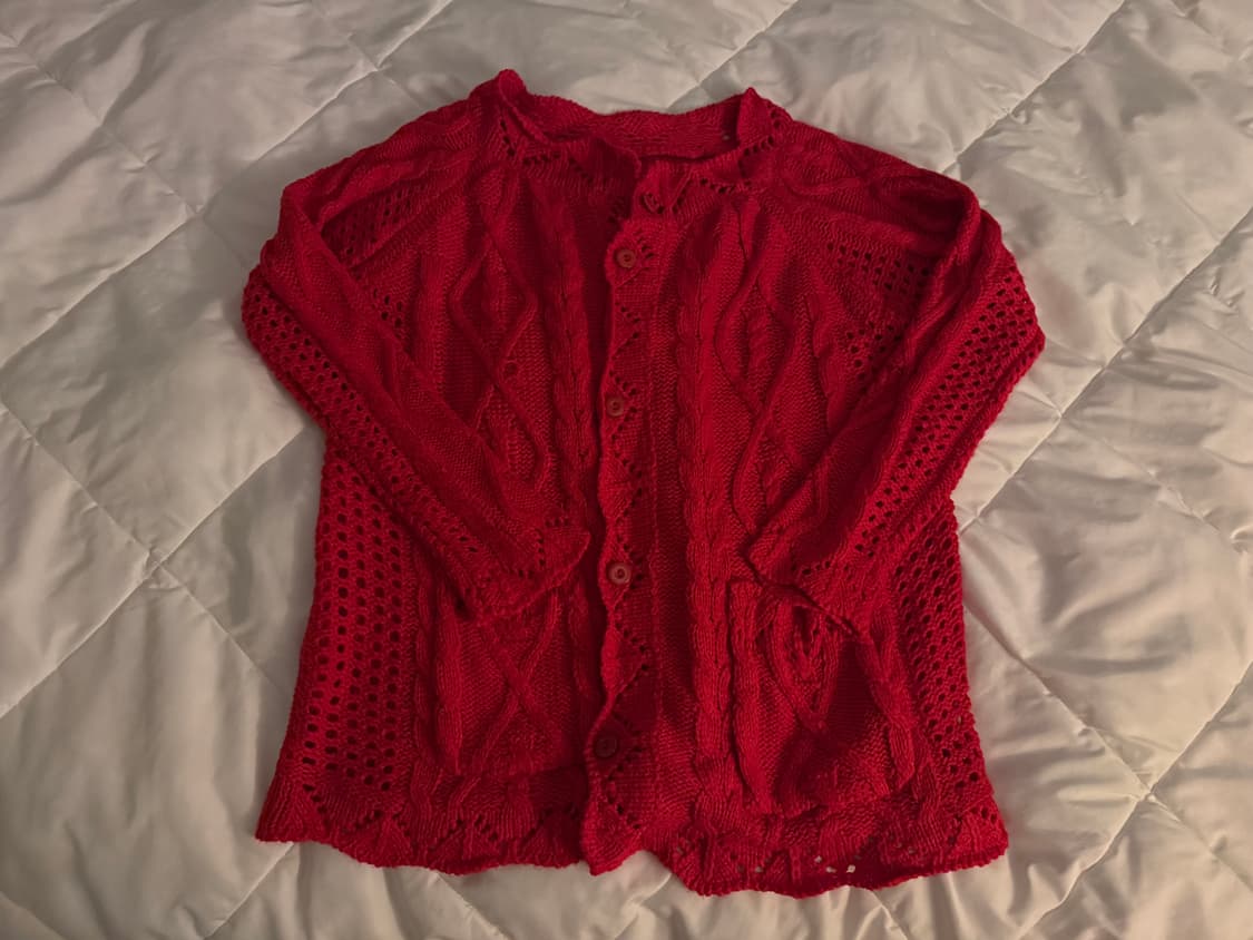 vintage red knit cardigan 상품이미지1