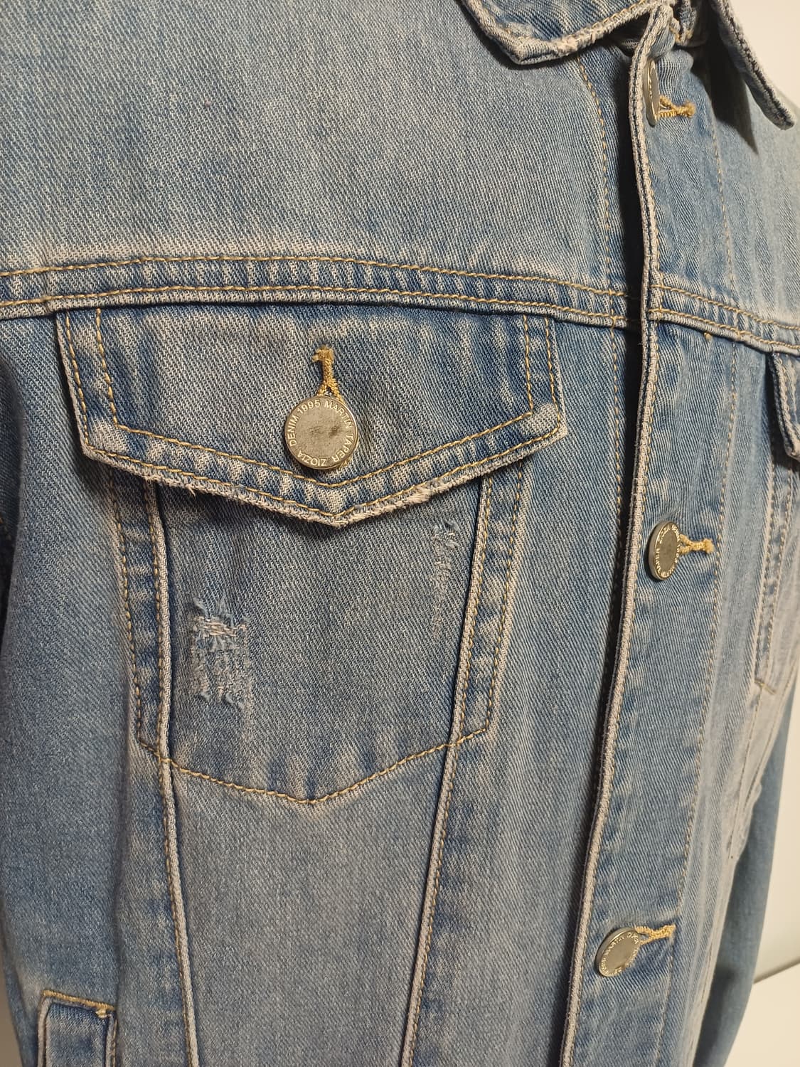 [지오지아] 세미오버핏 데님 자켓- 100(L) 사이즈 상품이미지6