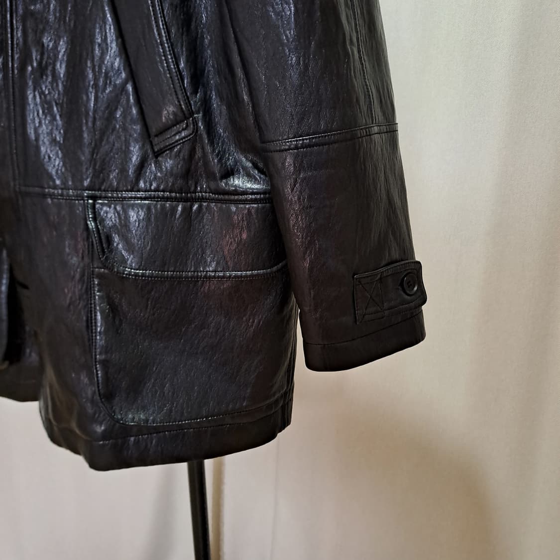 (택포) 더베를린 블랙 레더 퍼 하프 코트 FREE B699 상품이미지5
