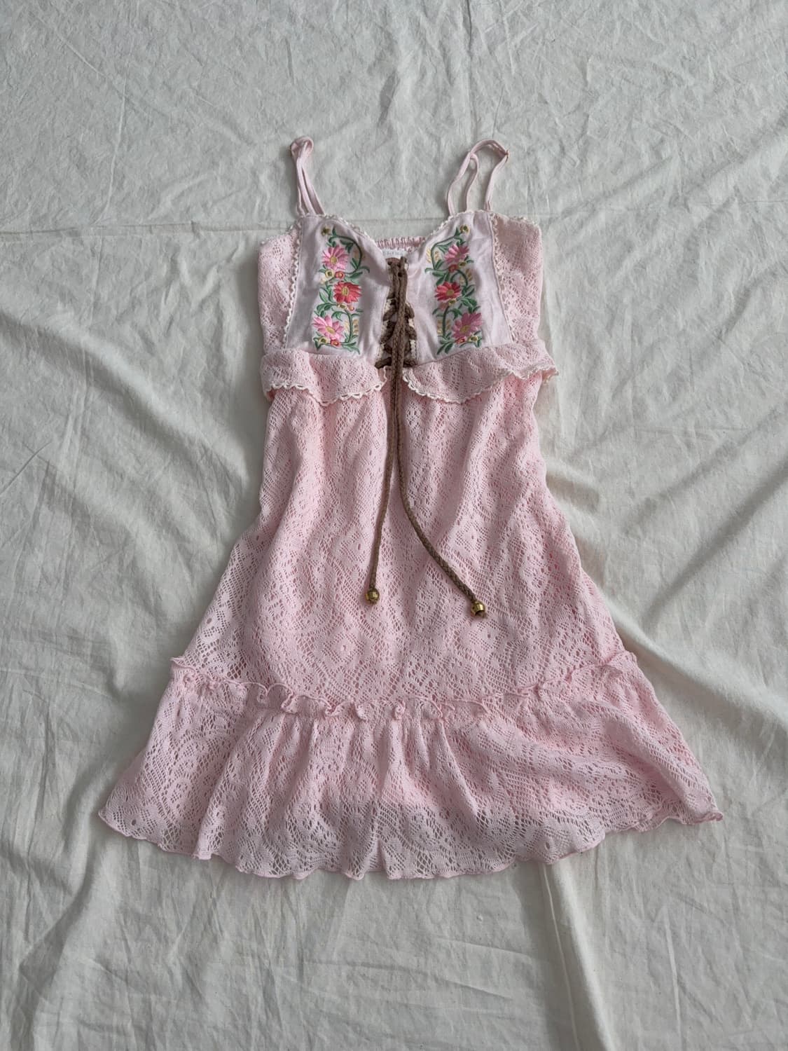 리즈리사 러블리 베이비핑크 크로쉐 미니 원피스  상품이미지1