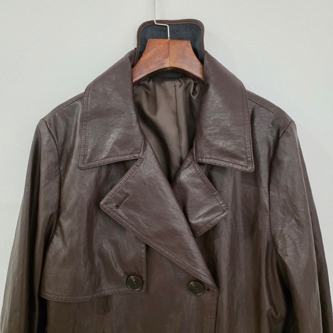 CelebShop 브라운 가죽 트렌치 코트 상품이미지3