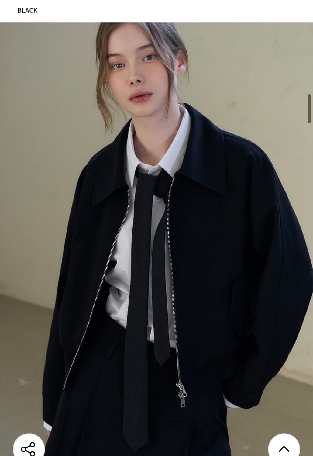 (새상품)(M) 드로우핏 우먼 울 레글런 크롭 블루종 자켓 [BLACK] 상품이미지4