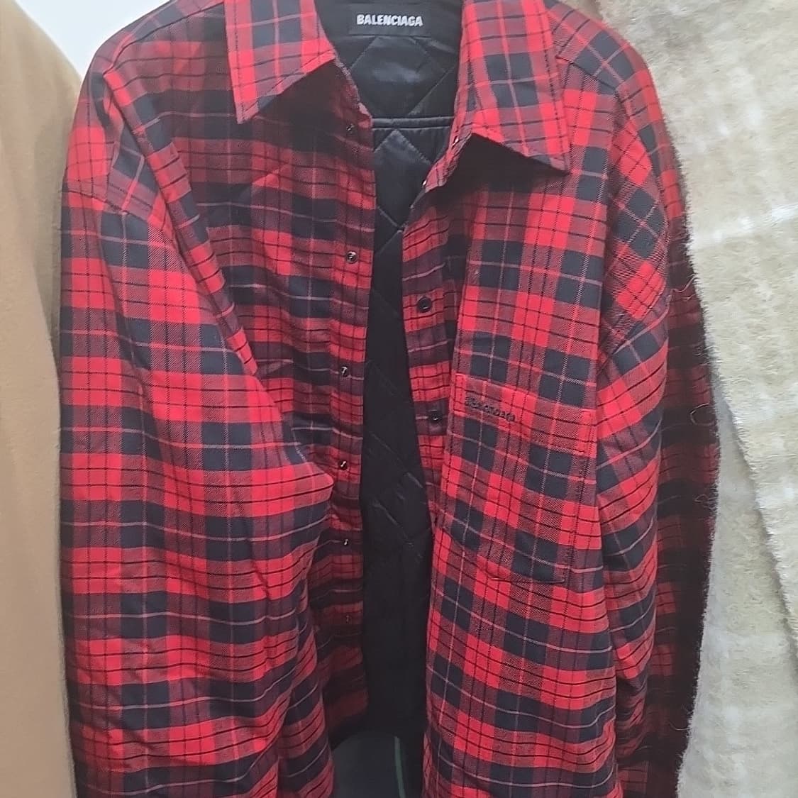 XL 36 발렌시아가 체크 패딩 셔츠 상품이미지1