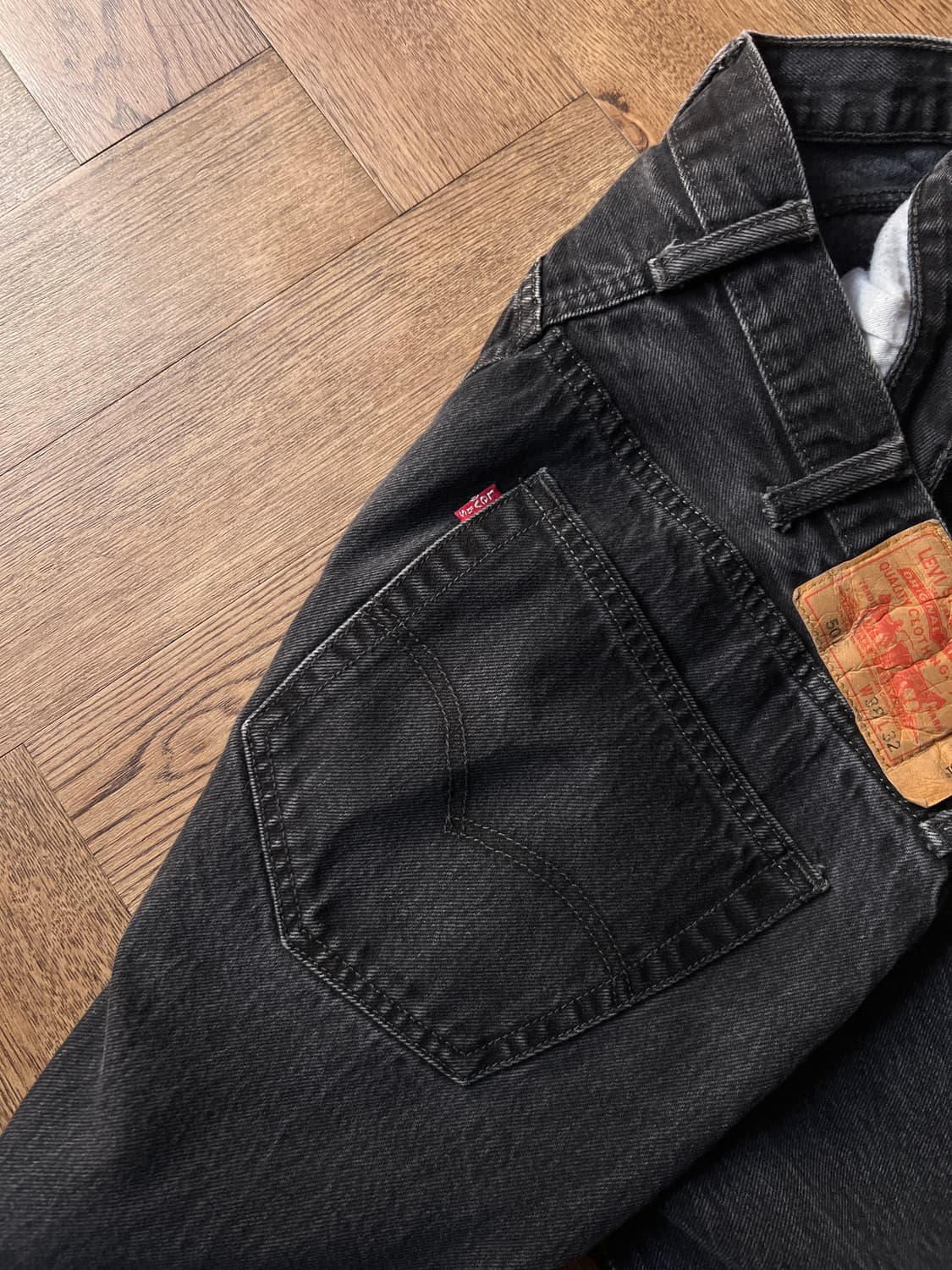 [38]리바이스 USA 501 스트레이트 흑청 데님 팬츠 상품이미지5