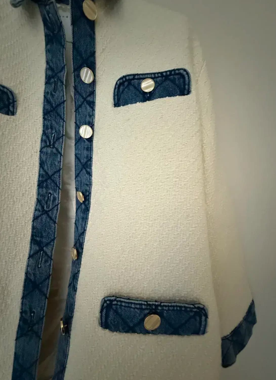 산드로 화이트 데님 트리밍 자켓38 상품이미지5