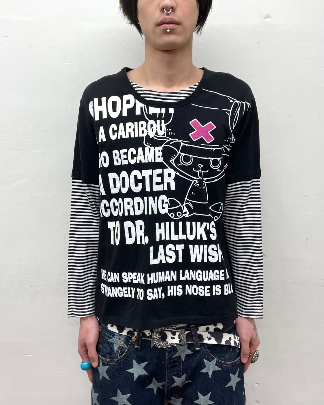 Chopa lettering striped layered sleeves 상품이미지1