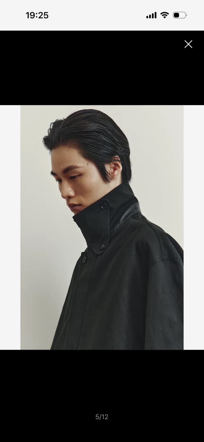 Leather Trim Cotton Jacket - Black 상품이미지1