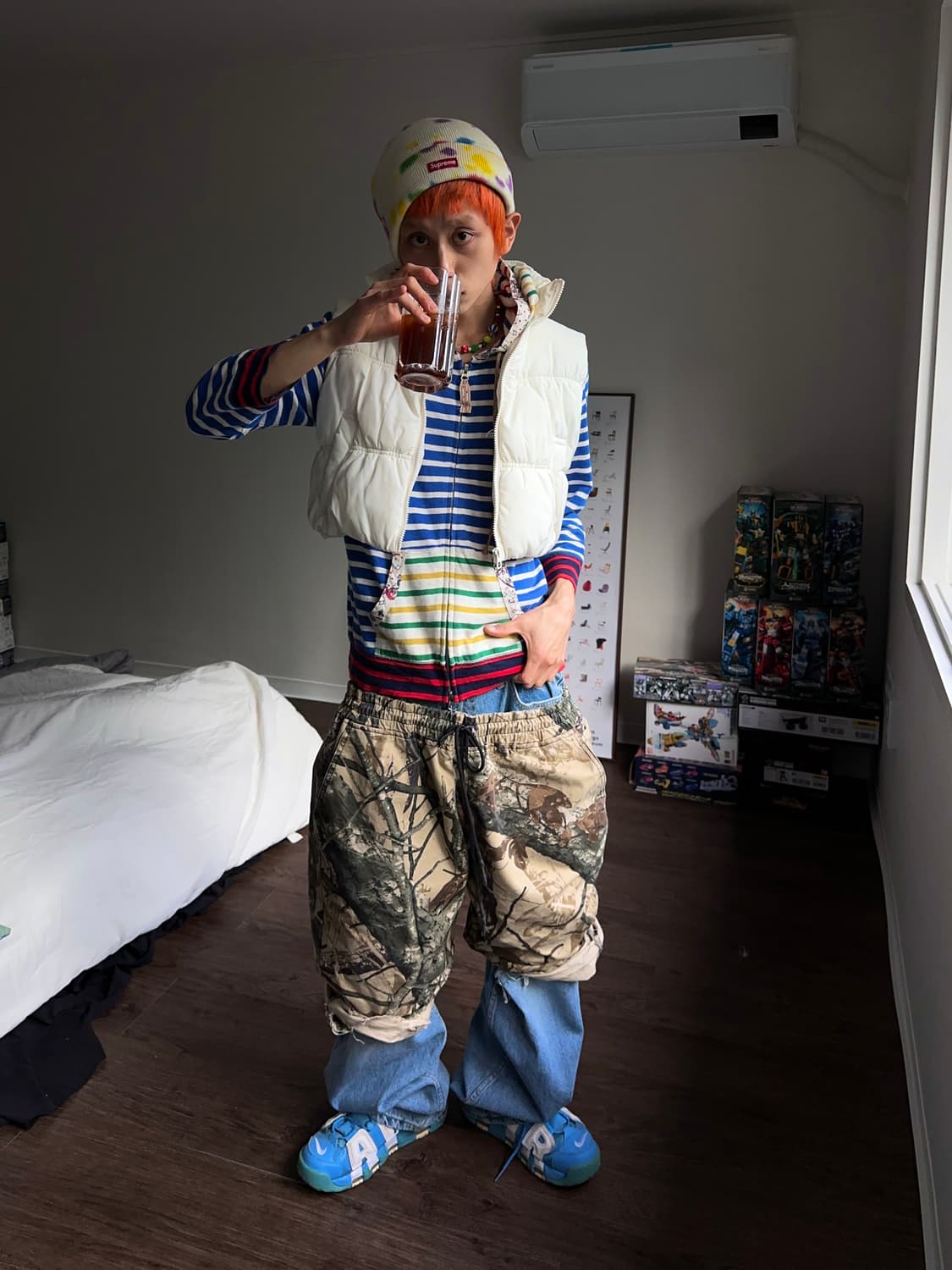 MOHHE 리프드 와이드 스트레이트 진 상품이미지3