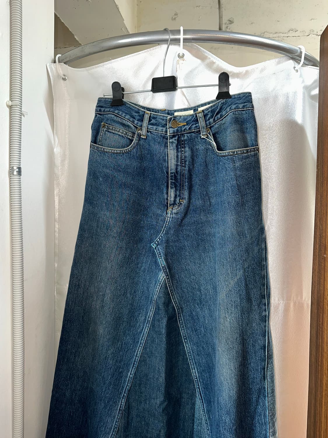 언발 워싱 데님 롱 스커트 상품이미지1