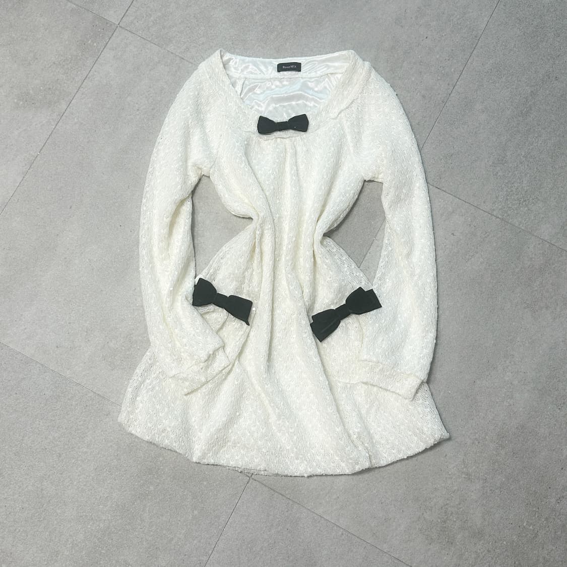 빈티지 화이트 리본 원피스 히메갸루 로걀 라떼 달천깔 페어리 모리걸 상품이미지1