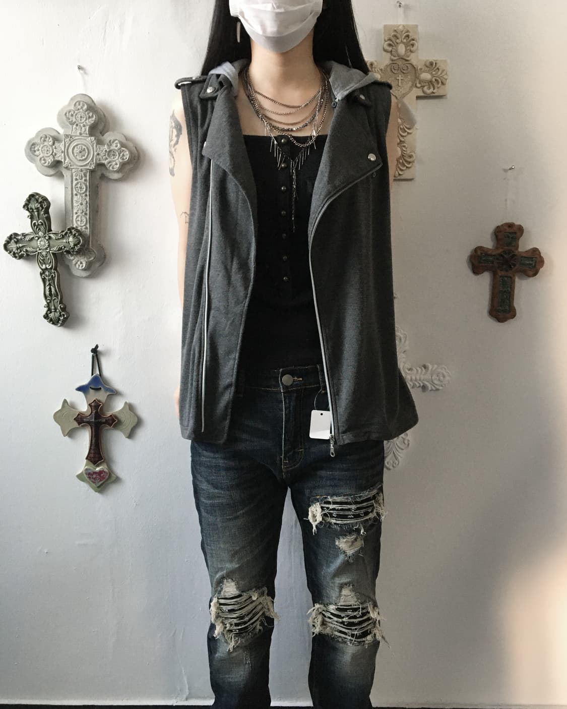 Hood layered vest 상품이미지6