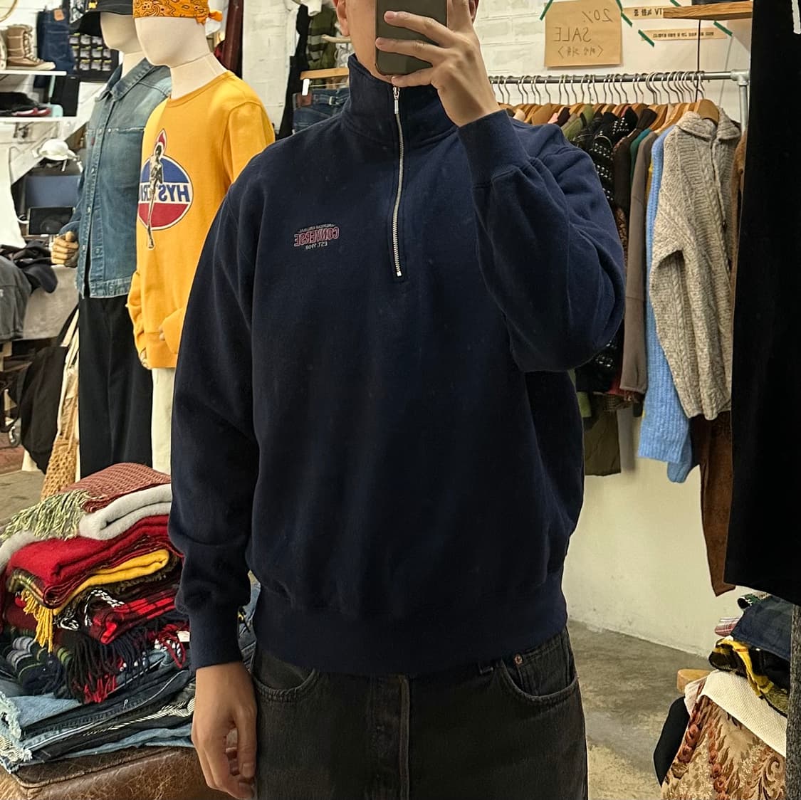 (착용컷) 컨버스 하프 집업 티셔츠 (남성용 100) 상품이미지3