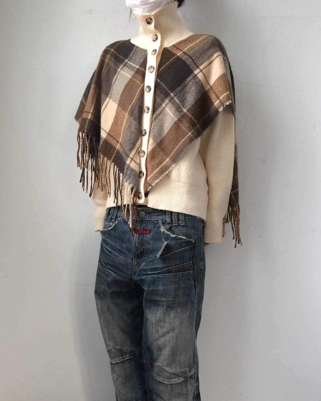 Muffler layered knit cardigan 상품이미지5