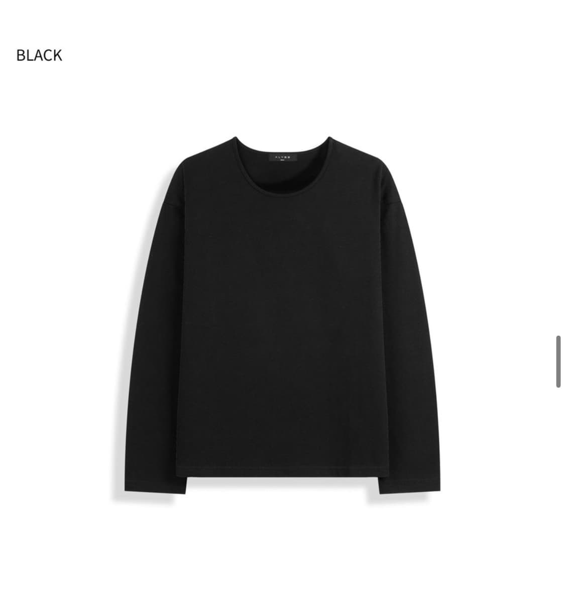 (새상품)(L) 알리스 플루이드 U넥 크롭 롱 슬리브 티셔츠 BLACK 상품이미지8