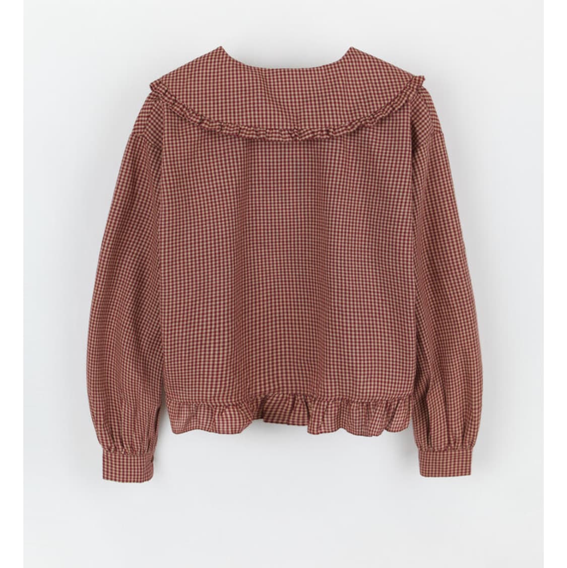 리넨느 체크 프릴 블라우스 상품이미지5