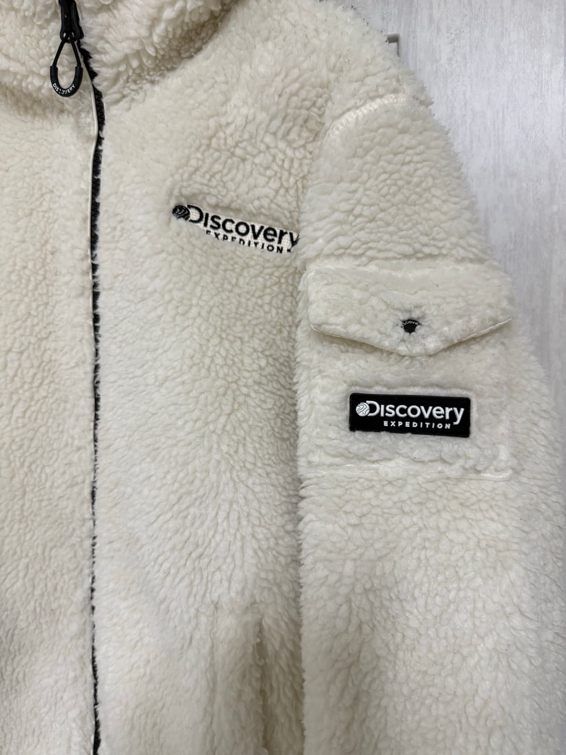 키즈 150 / 디스커버리 크림 뽀글이 후드집업 상품이미지3