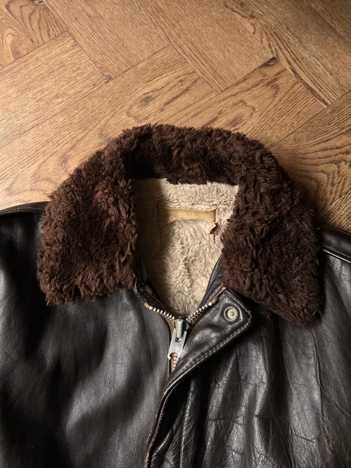 [L]7~80s USA 빈티지 쉐르파 라이닝 리얼레더 G-1 플라이트자켓 상품이미지2