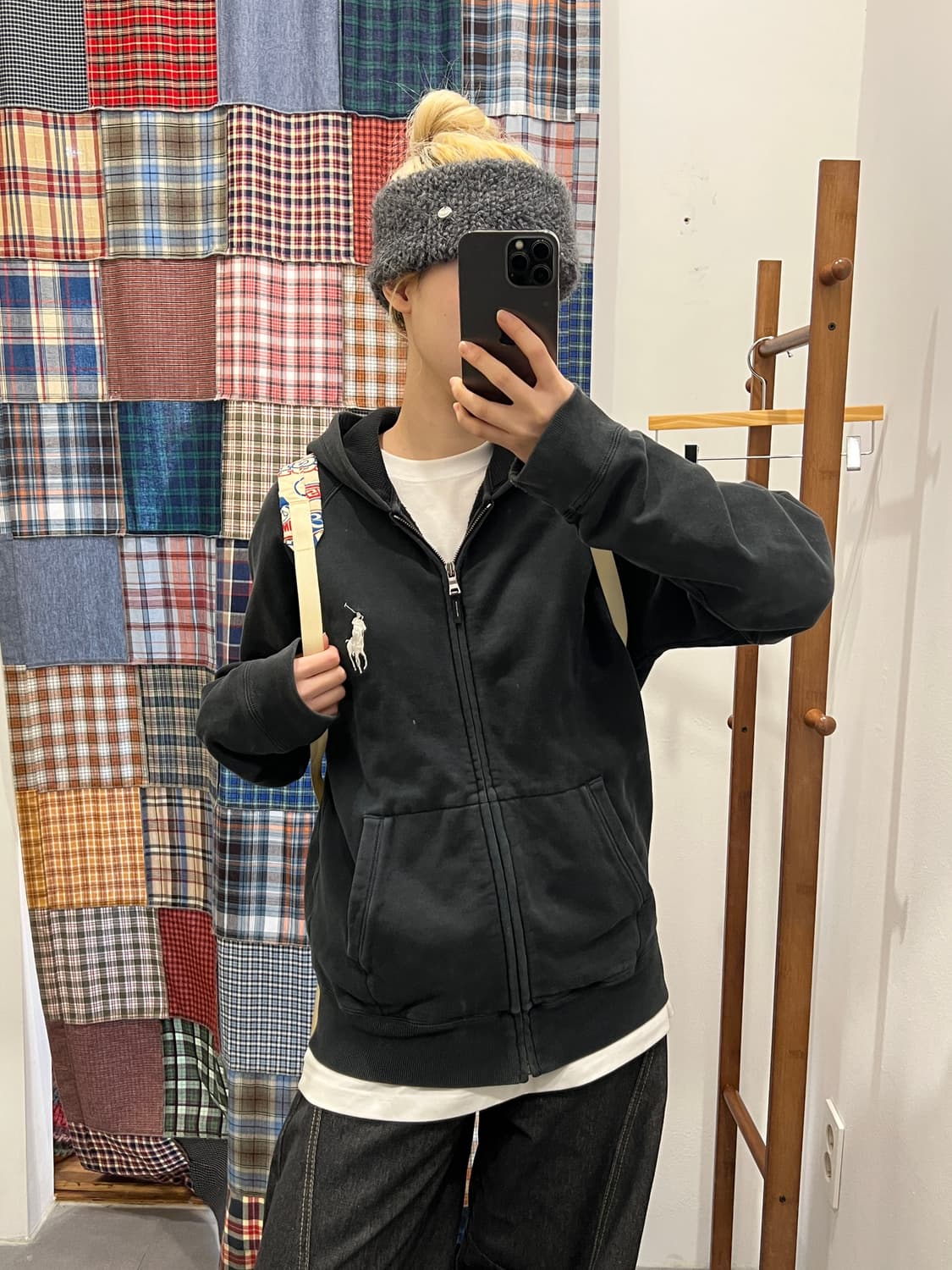 폴로 빅포니 블랙 후드집업 상품이미지1