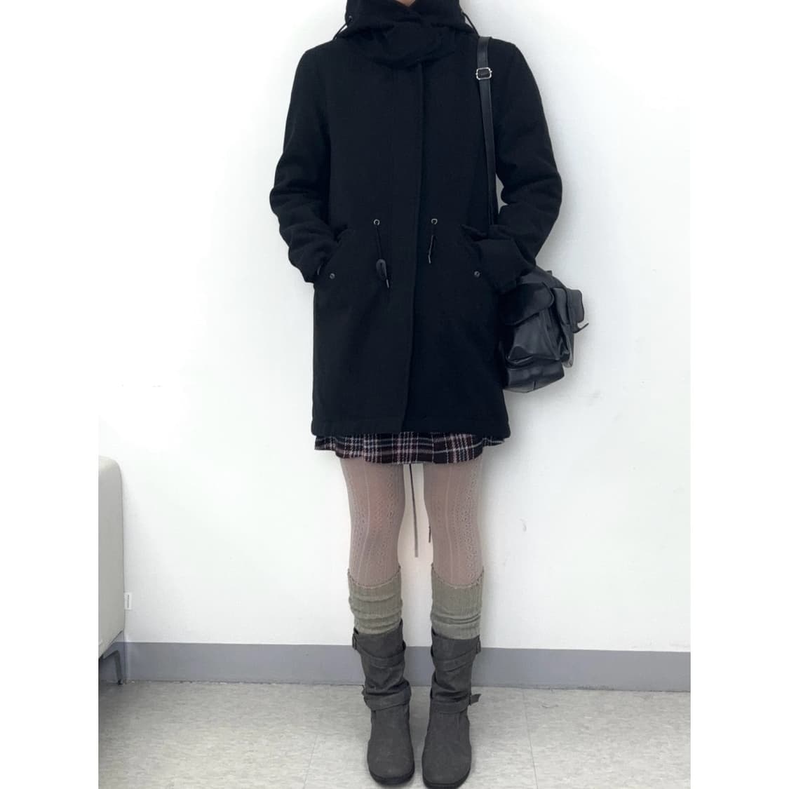 빈티지 블랙 하이넥 투웨이 점퍼 야상 상품이미지2