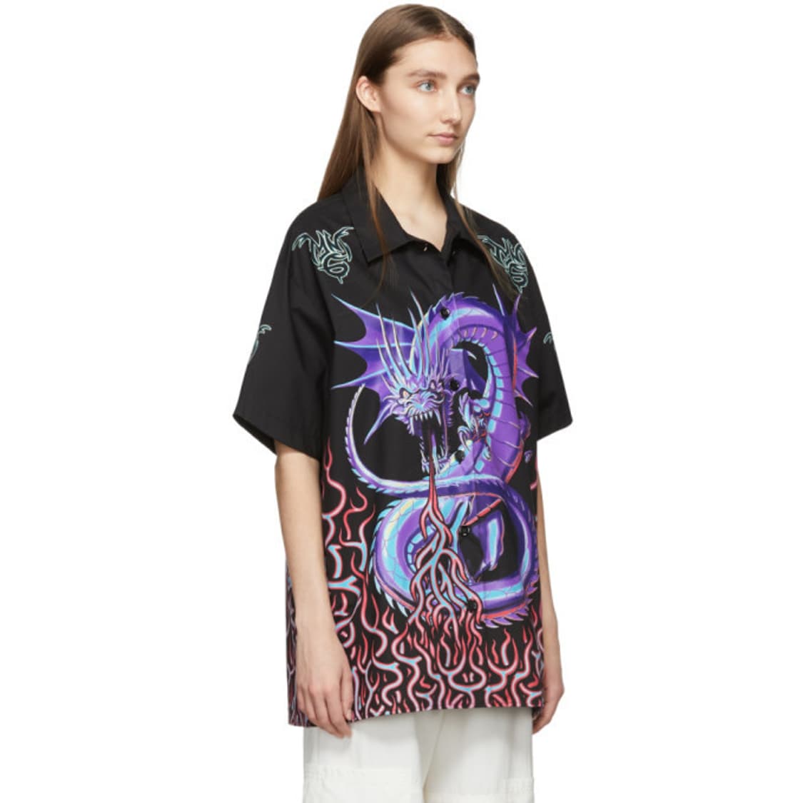 Black Dragon Print Shirt 상품이미지3