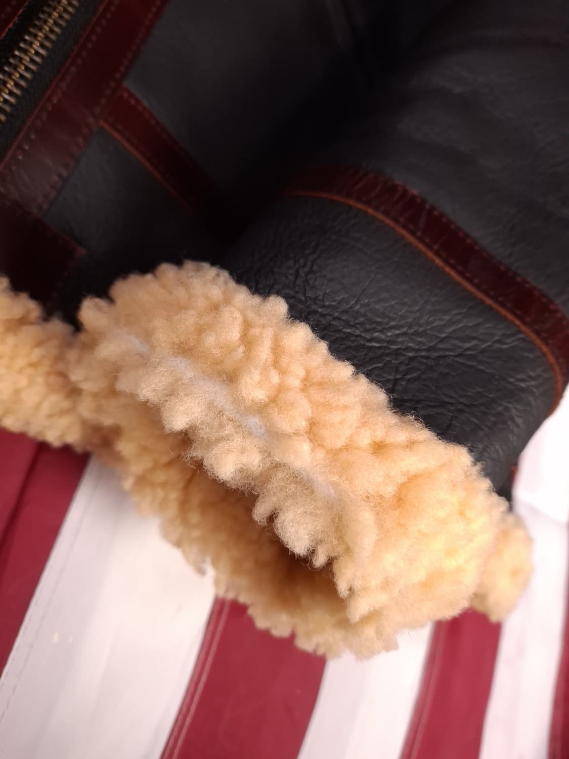 새제품 WW2 대전용 밀리터리 리얼레더 B-6 항공 폭격기 무스탕 상품이미지5