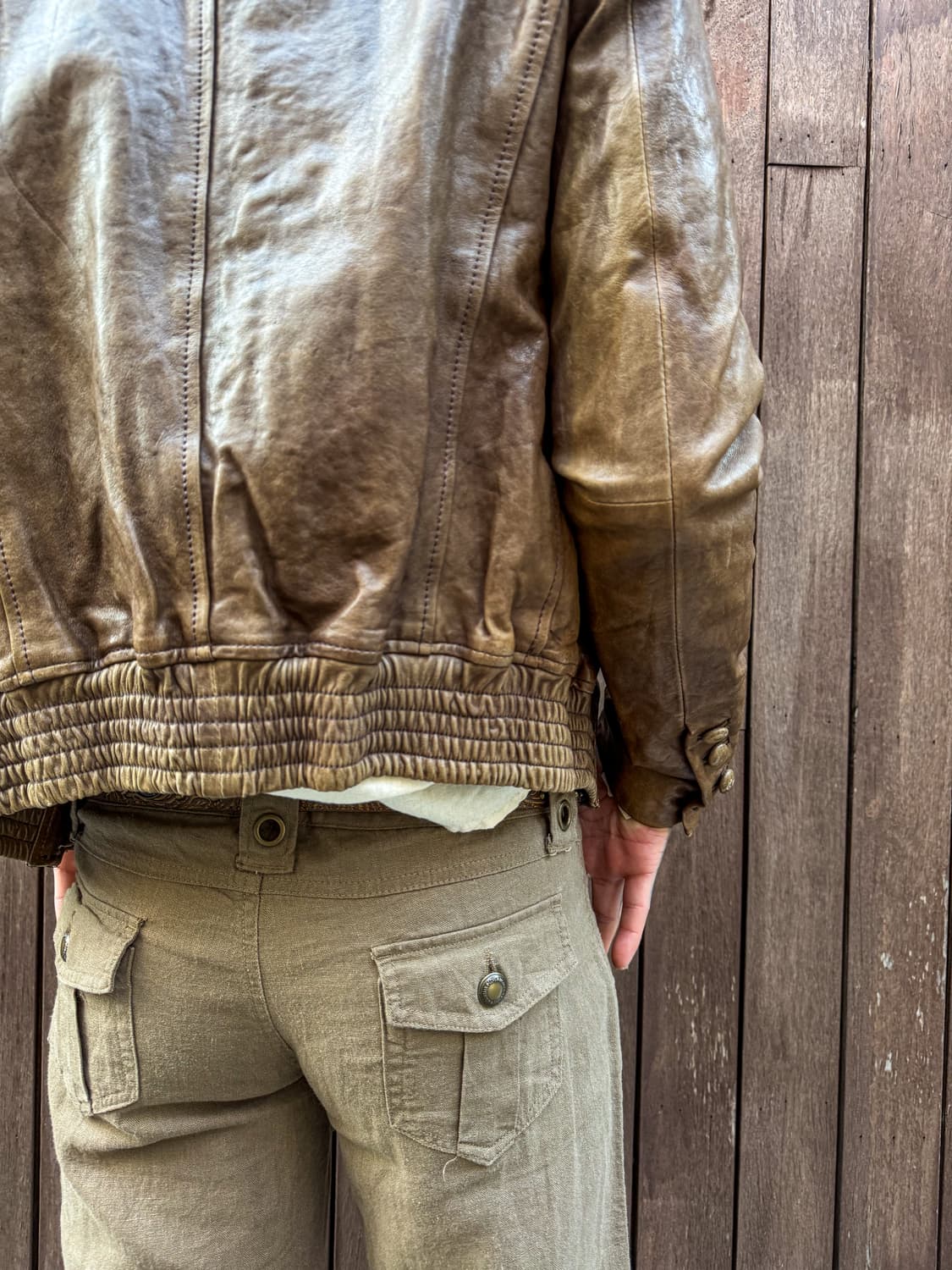 Vintage Brown Leather Zip Jacket  상품이미지4