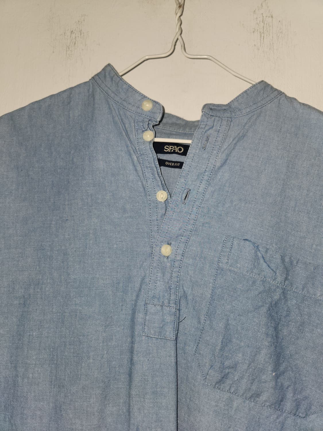 스파오 헨리넥 셔츠 블루 긴팔 M 상품이미지2