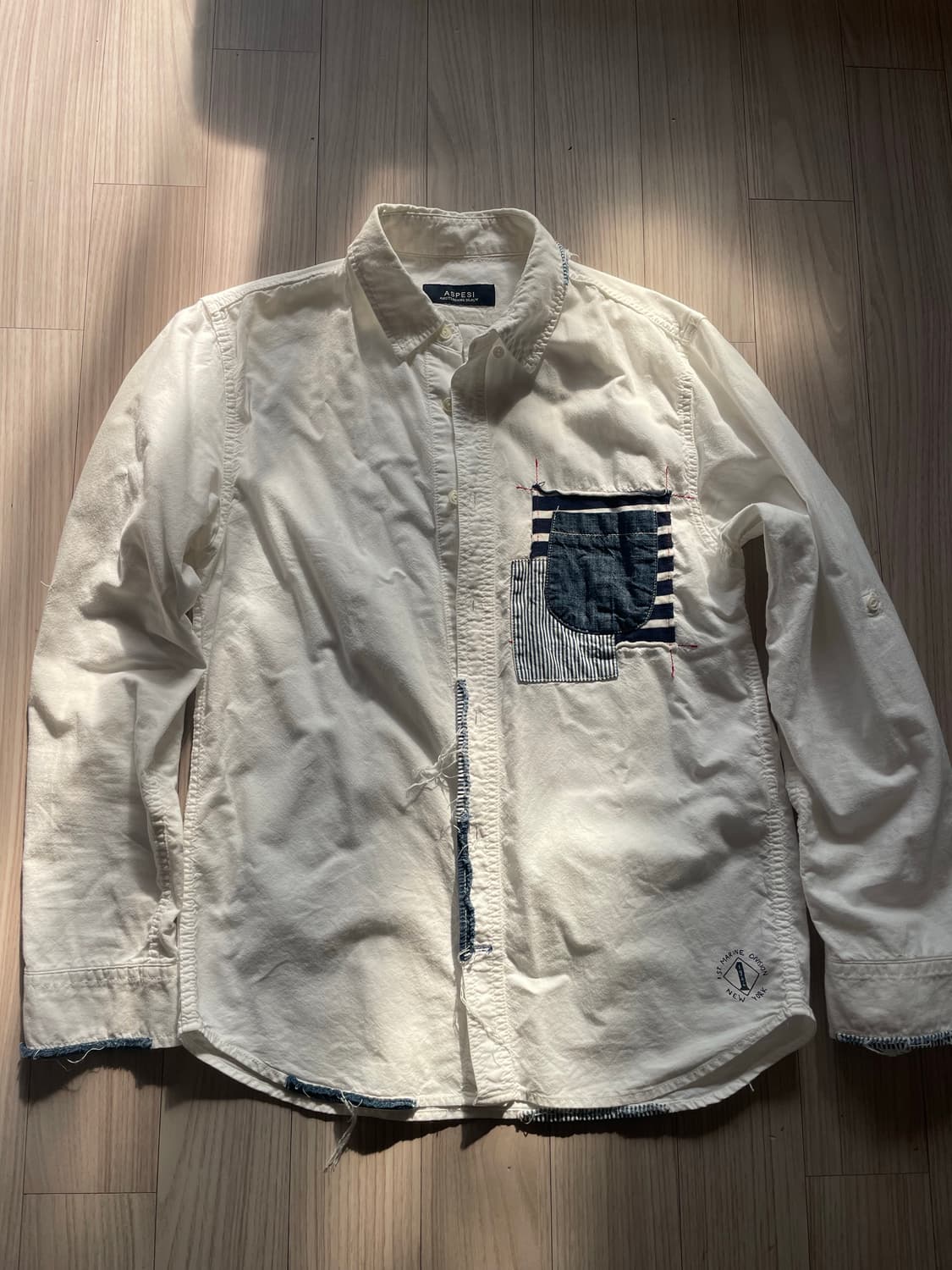 ASPESI 패치워크 화이트 셔츠 M 상품이미지1