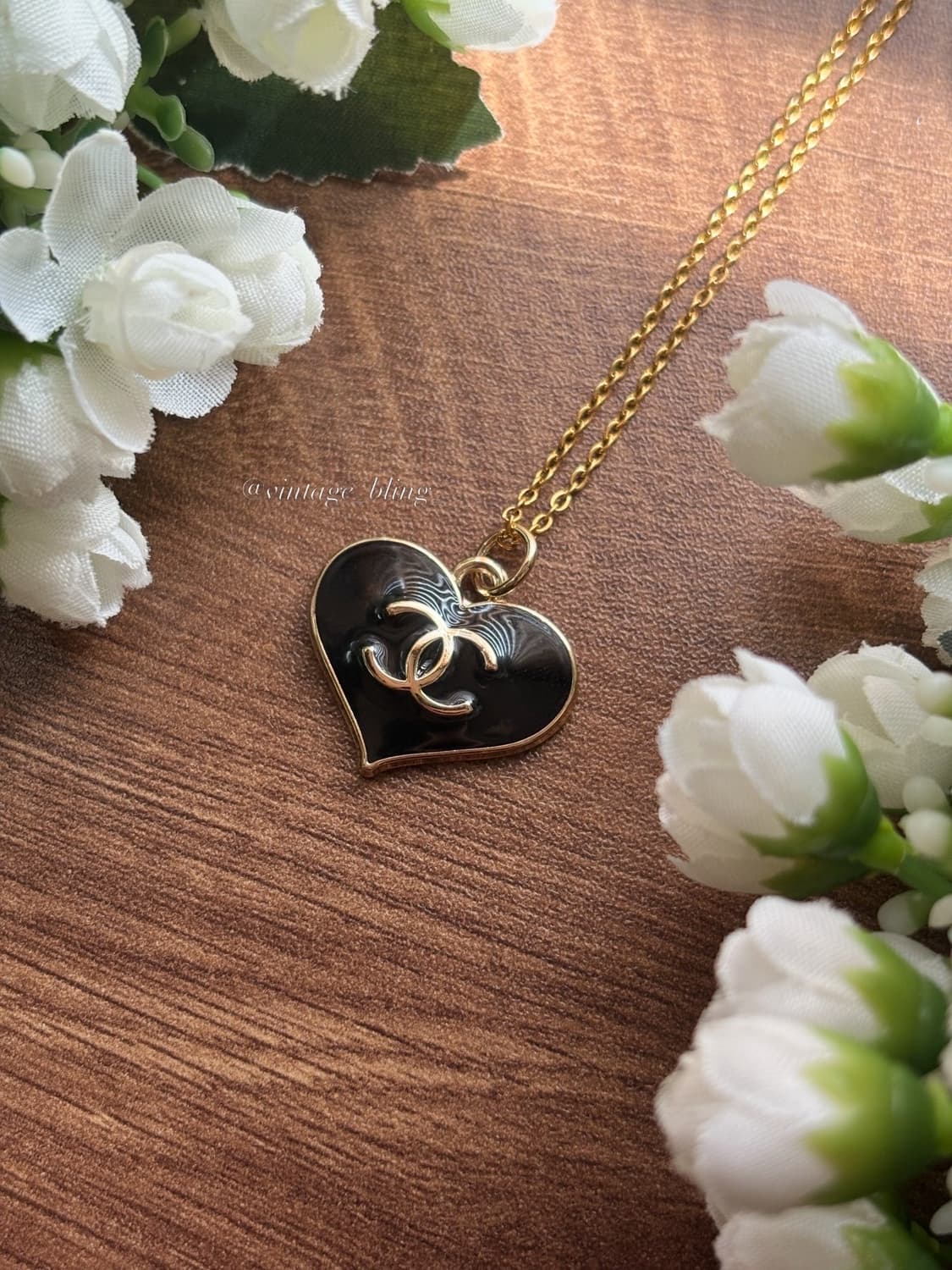 블랙) 샤넬 빅 하트 목걸이 상품이미지2