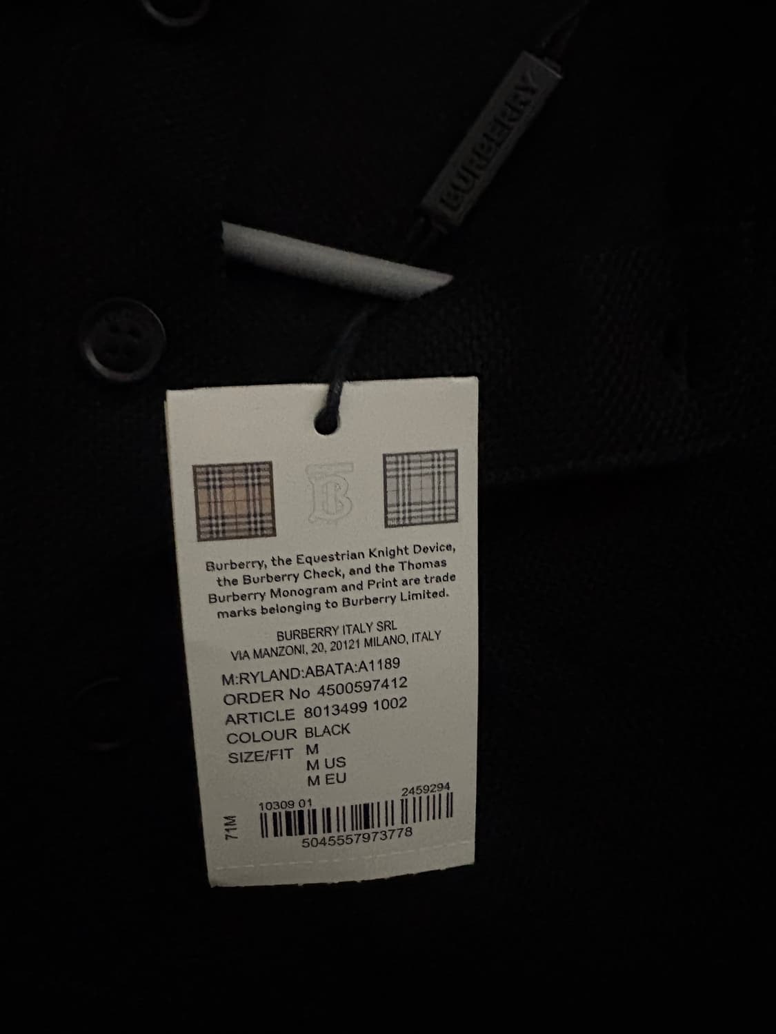 (정품) 버버리 라이랜드 블랙 반팔 카라티/pk티/폴로티 상품이미지3