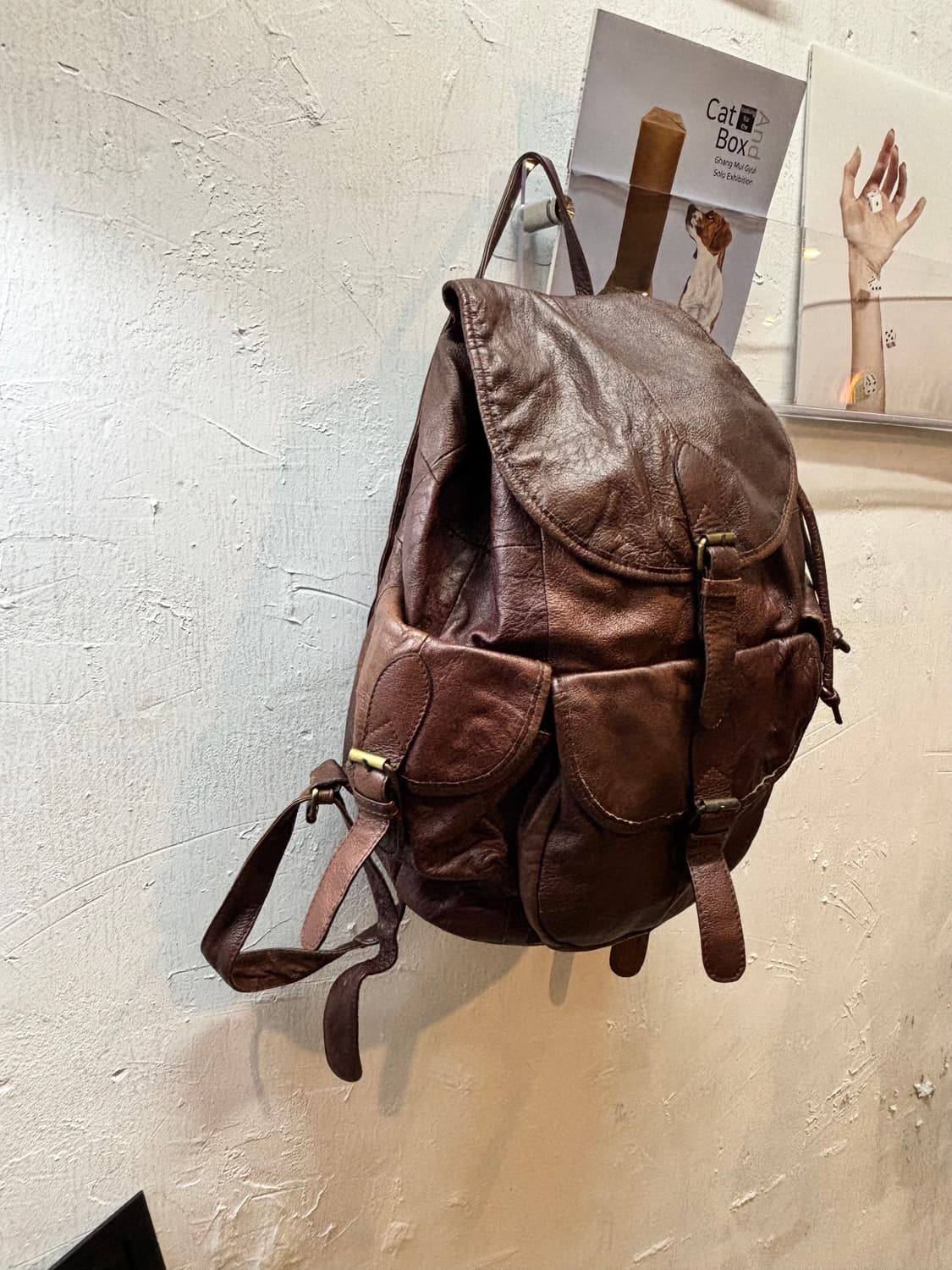 빈티지 복조리 가죽 백팩 상품이미지4