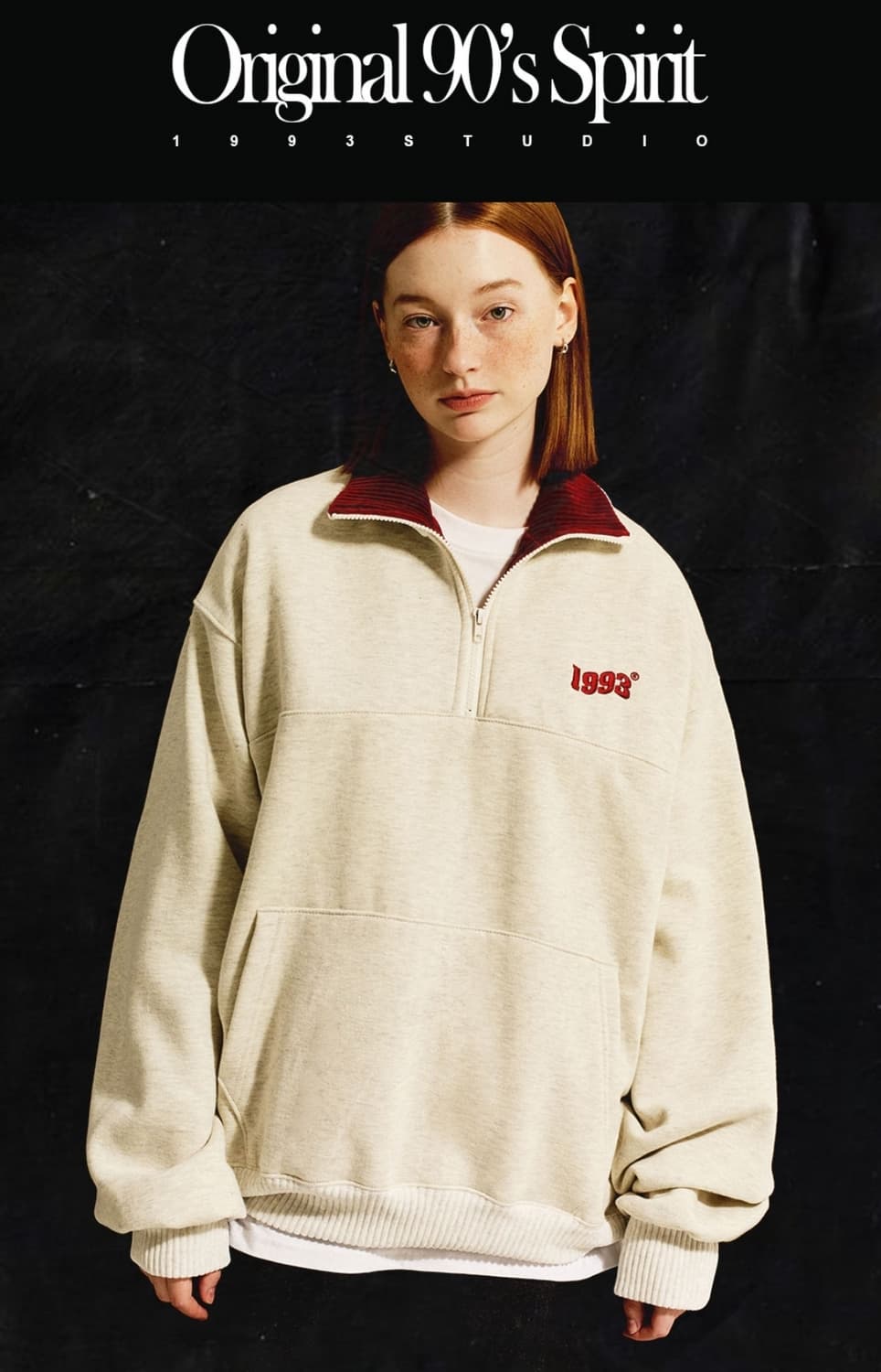 1993스튜디오 빈티지 반집업 기모 맨투맨 M size 상품이미지1