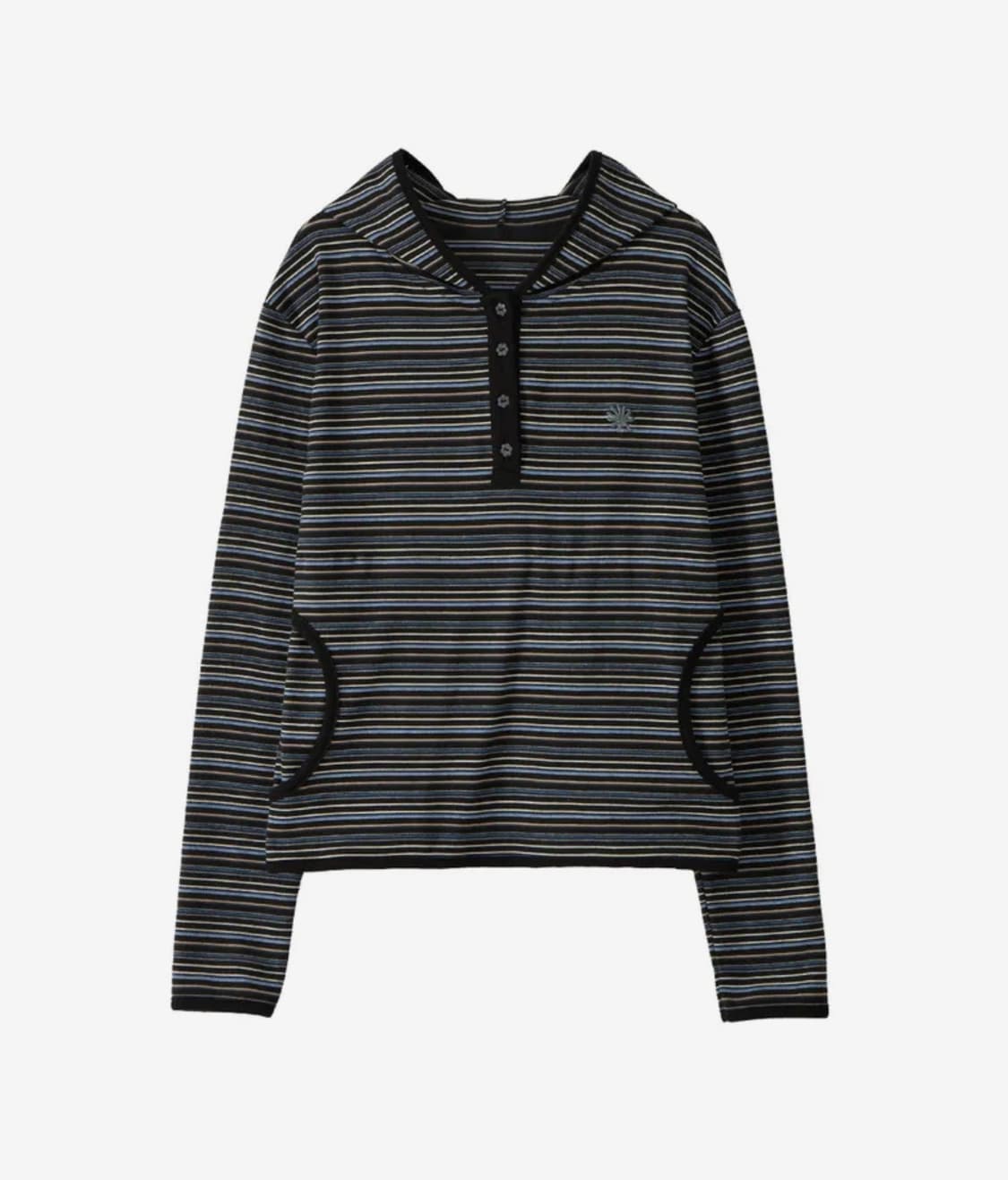 단델 stripe trim hooded long sleeve BLACK 상품이미지1
