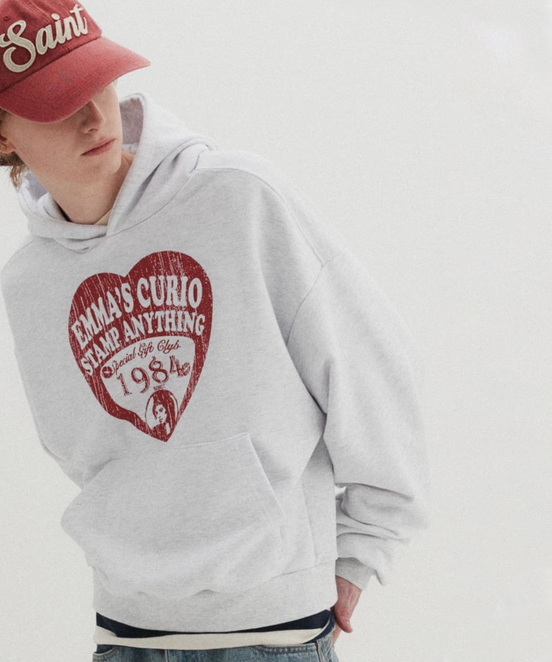 DNSR 디앤에스알 크롭 하트 후드 그레이 L 상품이미지2