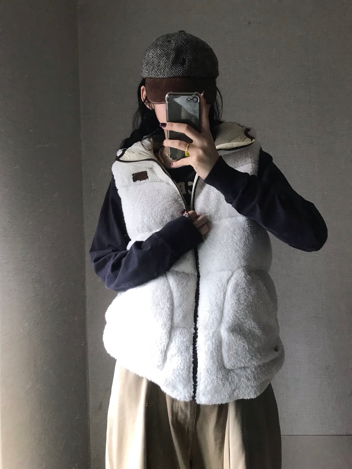 노페 화이트 후리스 눕시 패딩조끼 상품이미지2