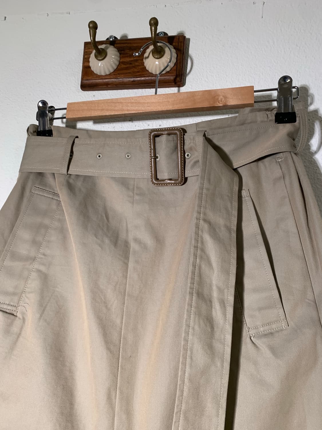 미하라 야스히로 베이지 체크 랩스커트 + 벨트 상품이미지3