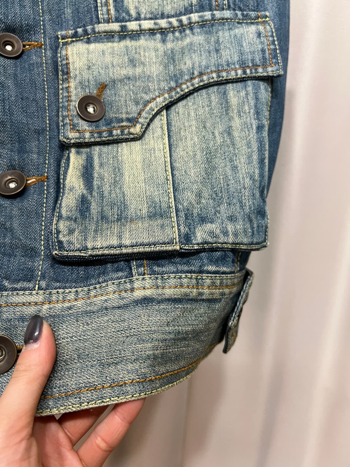 빈티지 웨스턴 스터드 데님 베스트 자켓  상품이미지6