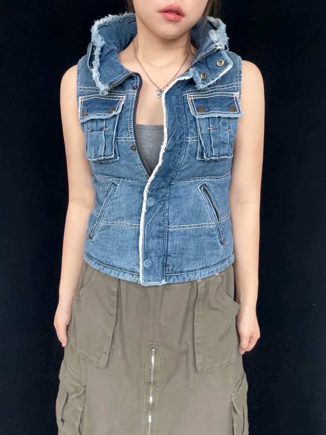 denim pocket jumper vest 상품이미지2