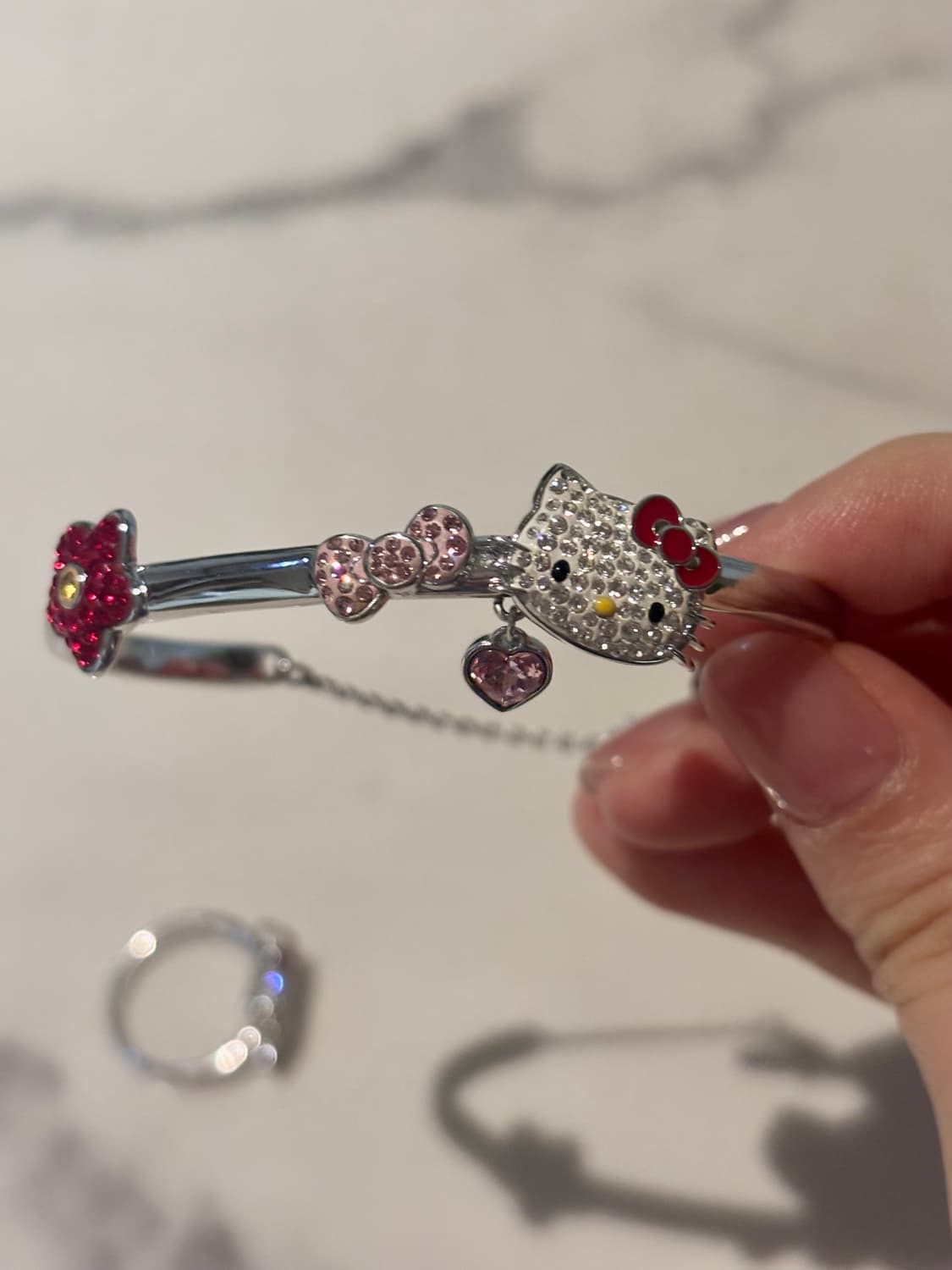 스와로브스키 정품 헬로키티 뱅글팔찌+반지 상품이미지3